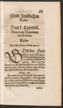 Das I. Capittel. Von dem Nammen des Todtes.