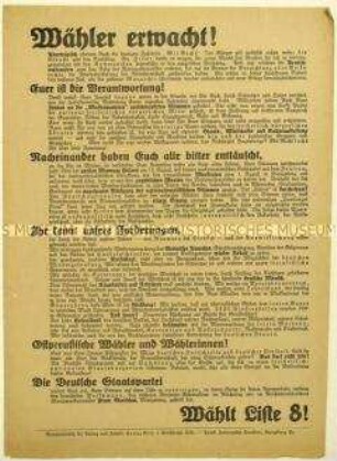 Aufruf der Deutschen Staatspartei zur Reichstagswahl am 6. November 1932