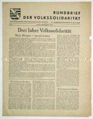 Rundschreiben der Leipziger Volkssolidarität mit einem Beitrag zum dreijähriges Bestehen der Organisation