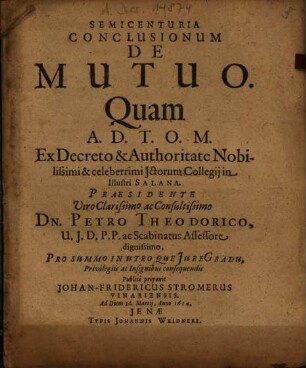 Semicenturia Conclusionum De Mutuo