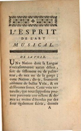 L' esprit de l'art musical : ou réflexions sur la musique et ses différentes parties