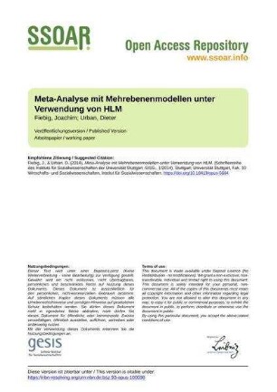 Meta-Analyse mit Mehrebenenmodellen unter Verwendung von HLM