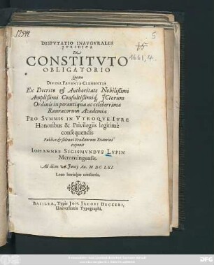 Disputatio Inauguralis Iuridica De Constituto Obligatorio