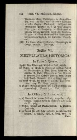 Sectio VI. Miscellanea Historica.