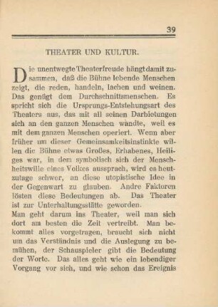 Theater und Kultur