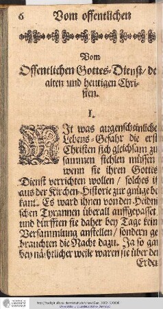 Vom offentlichen Gottes-Dienst/des alten und heutigen Christen