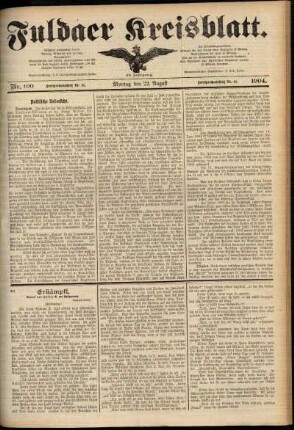 Ausgabe vom Montag, den 22. August 1904.