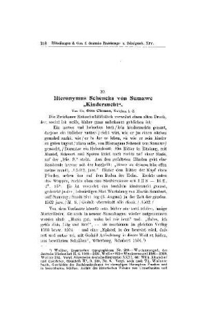 Hieronymus Schencks von Sumawe Kinderzucht