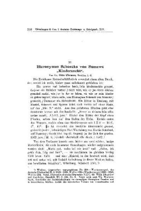 Hieronymus Schencks von Sumawe Kinderzucht