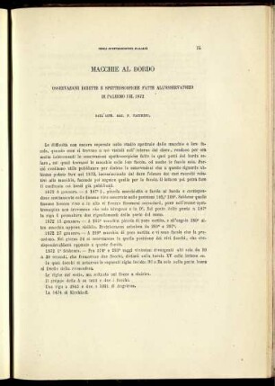 Macchie Al Bordo Osservazioni Dirette E Spettroscopiche Fatte All' Osservatorio Di Palermo Nel 1872