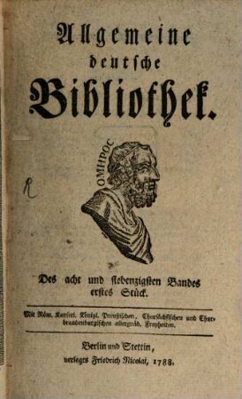 Allgemeine deutsche Bibliothek. 78. 1787