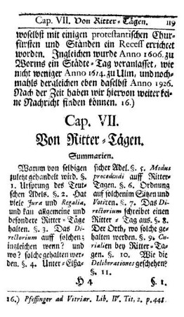 Cap. VII. Von Ritter-Tägen.