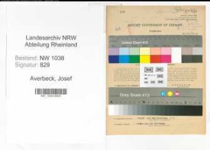 Entnazifizierung Josef Averbeck , geb. 08.04.1889 (Reichsbahner)