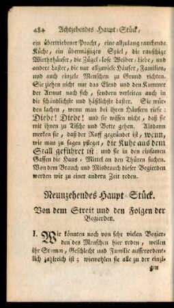 Neunzehendes Haupt-Stück. Von dem Streit und den Folgen der Begierden