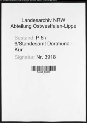 Sterberegister Standesamt Dortmund-Kurl (XV)