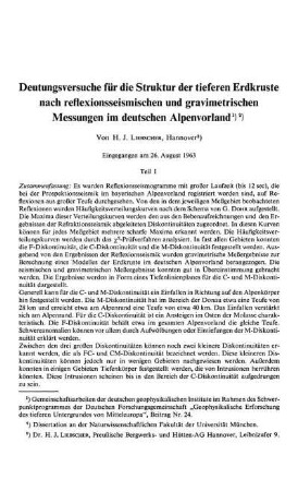 Deutungsversuche für die Struktur der tieferen Erdkruste nach reflektionsseismischen und gravimetrischen Messungen im deutschen Alpenvorland