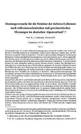 Deutungsversuche für die Struktur der tieferen Erdkruste nach reflektionsseismischen und gravimetrischen Messungen im deutschen Alpenvorland