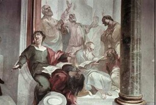 Der Evangelist Johannes und betende Apostel