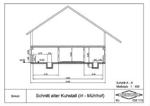 Schnitt alter Kuhstall (Irl - Mühlhof)