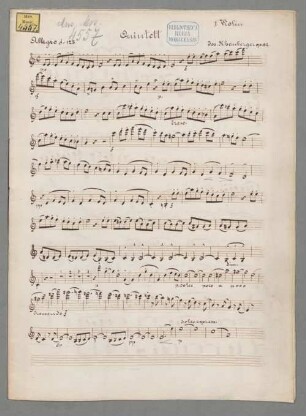 Quintett für 2 Violinen, 2 Violen und Violoncello, a-Moll, op. 82 - BSB Mus.ms. 4557-2