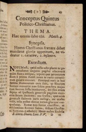 49-60, Conceptus Quintus. Politico-Christianus.