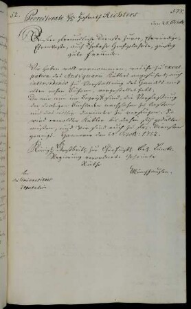 Zwischenbescheid auf das Gesuch des Antiquars Kübler auf den Handel mit alten ungebundenen Büchern.