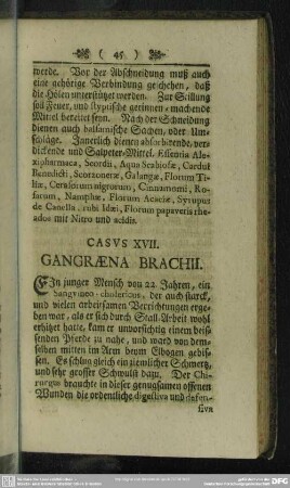 Casus XVII. Gangraena Brachii