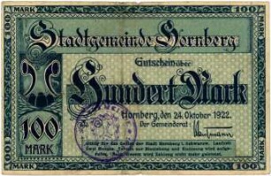 Geldschein / Notgeld, 100 Mark, 24.10.1922