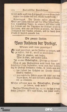 Die zweyte Lection. Vom Anhören der Predigt.
