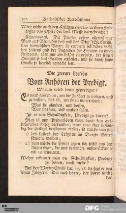 Die zweyte Lection. Vom Anhören der Predigt.