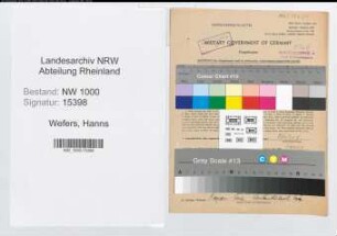 Entnazifizierung Hanns Wefers, geb. 03.06.1899 (Architekt)