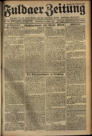 Erste Ausgabe vom Donnerstag, den 20. Oktober 1927.