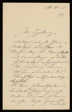 55: Brief von Fritz André an Gottlieb Planck, M[arburg], 28.5.1906