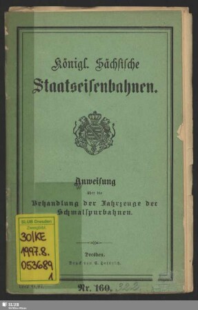 Anweisung über die Behandlung der Fahrzeuge der Schmalspurbahnen