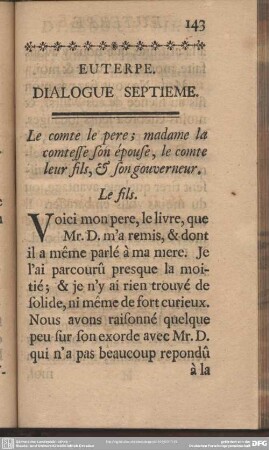 Euterpe. Dialogue Septieme