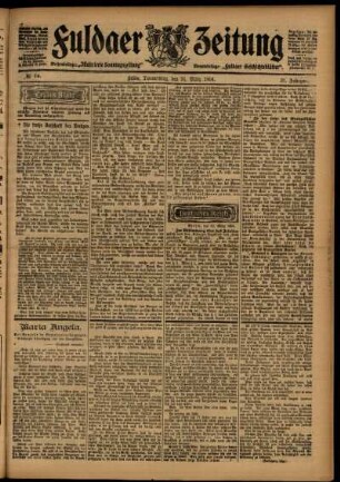 Erste Ausgabe vom Donnerstag, den 31. März 1904.