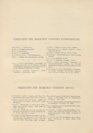 Verzeichnis der abgekürzt citierten Handschriften