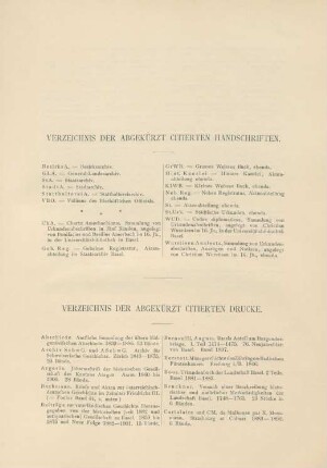 Verzeichnis der abgekürzt citierten Handschriften