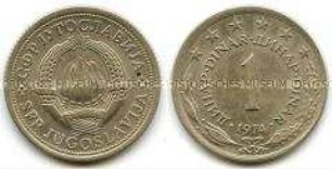 Jugoslawien, sozialistische Volksrepublik, 1 Dinar