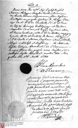 Taufzeugnis des Johann Philipp Wambold