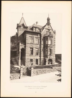 Villa Weise, Stuttgart: Ansicht (aus: Moderne Neubauten, 1.Jg., 1894, hrsg. W. Kick)