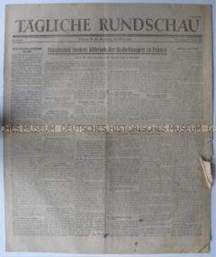 Sowjetische Tageszeitung für die deutsche Bevölkerung "Tägliche Rundschau" u.a. zur französischen Außenpolitik gegenüber dem Franco-Spanien und zum Nürnberger Prozess