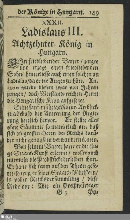 XXXII. Ladislaus III. Achtzehnter König in Hungarn