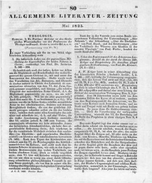 Beiträge zu den theologischen Wissenschaften von den Professoren der Theologie zu Dorpat. Bd. 1-2. Hamburg: Perthes 1832-33 (Fortsetzung von Nr. 79)