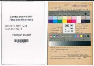 Entnazifizierung Rudolf Vidergar , geb. 13.03.1910 (Techniker)