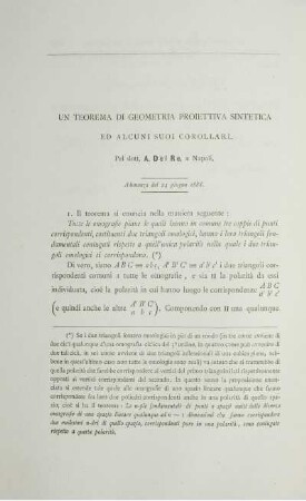 Un teorema di geometria proiettiva sintetica ed alcuni suoi corollari.