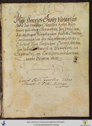 [1r] Schenkungs- und Kaufvermerk.