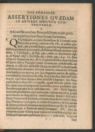 Assertiones Quaedam In Artibus Effectivis Controversae.