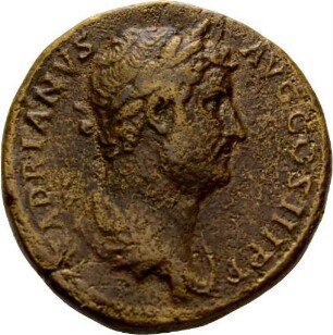 Sesterz des Hadrian mit Darstellung des Kaisers und der Provinz Africa