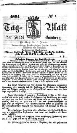 Tag-Blatt der Stadt Bamberg. 1864 = Jg. 31, [1] = Jan. - Juni